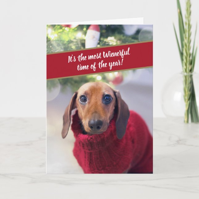 Funny Dachshund Most Wienerful Time of Year Holiday Card (Front)