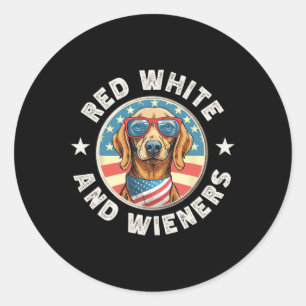 Funny Dachshund Red White And Wieners Weiner Dog 4 Classic Round Sticker