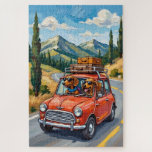 Funny Dachshund Road Trip Adventure Dog Lover Art Jigsaw Puzzle<br><div class="desc">Two adventurous dachshunds set off on a cheerful road trip filled with excitement and scenic views. The lively artwork celebrates friendship,  travel,  and the joy of exploring new places.</div>