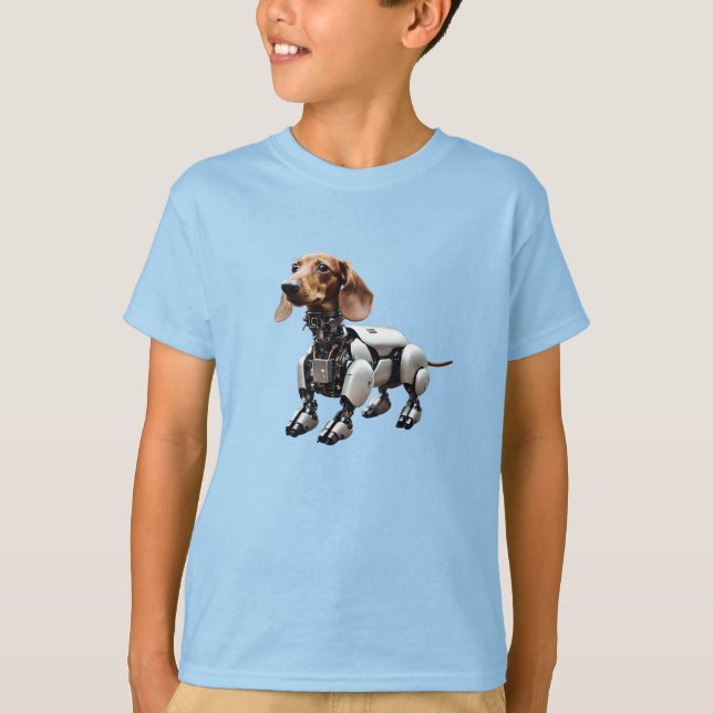 Funny Dachshund Robot Children's T-Shirt (Front)