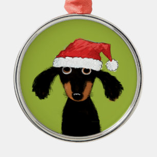 Funny Dachshund Santa Cute Wiener Dog Christmas Metal Tree Decoration