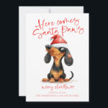 Funny Dachshund Santa Paws 2026 Calendar Christmas Holiday Card<br><div class="desc">Funny Dachshund Santa Paws 2026 Calendar Christmas. Available digitally and printed. Festive fun for your holiday wishes, with this fun design with a cheeky weiner dog in his Santa hat. Here Comes Santa Paws and Merry Christmas are in a set modern script and easily personalise your greeting and name beneath....</div>
