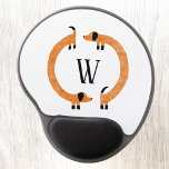 Funny Dachshund Sausage Dog Monogram Gel Mouse Pad<br><div class="desc">Cute and funny dachshund,  sausage dogs or wiener dogs in perpetual motion.
Customise by changing or removing the initial.  Original art by Nic Squirrell.</div>