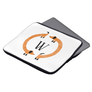 Funny Dachshund Sausage Dog Monogram Laptop Sleeve