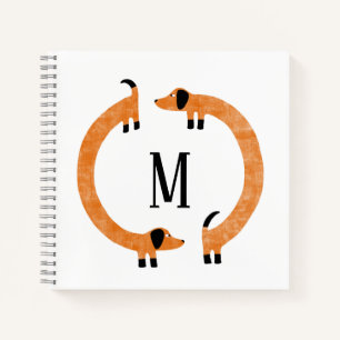 Funny Dachshund Sausage Dog Monogram Notebook