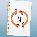 Funny Dachshund Sausage Dog Monogram Planner<br><div class="desc">Cute and funny dachshund,  sausage dogs or wiener dogs in perpetual motion.
Customise by changing or removing the initial.</div>