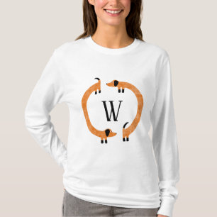 Funny Dachshund Sausage Dog Monogram T-Shirt