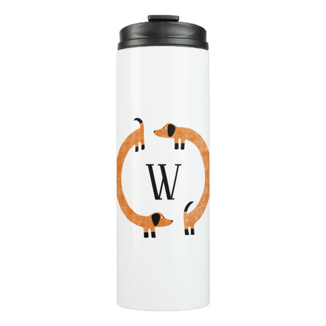 Funny Dachshund Sausage Dog Monogram Thermal Tumbler (Front)
