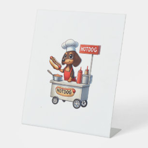 Funny Dachshund Sausage Dog Weenie Hotdog Sandwich Pedestal Sign