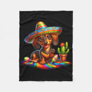 Funny Dachshund Saying Hi Cinco De Mayo Sombrero C Fleece Blanket