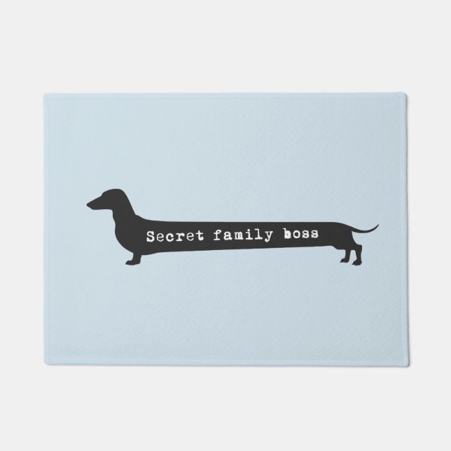 Funny Dachshund secret boss silhouette doormat (Front)