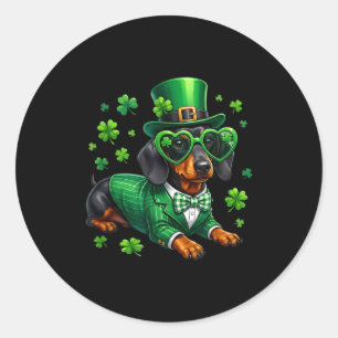 Funny dachshund shamrock st patricks day irish dog classic round sticker