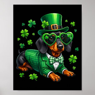 Funny dachshund shamrock st patricks day irish dog poster