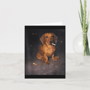 Funny dachshund smoking meme cigarette dog meme card