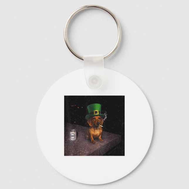 Funny Dachshund Smoking Meme Gen Design Key Ring (Front)