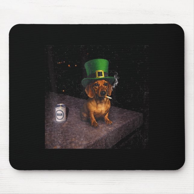 Funny dachshund smoking meme gen z dog meme mouse pad (Front)