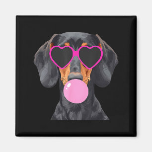 Funny Dachshund Wearing Gles And Blowing Nk Bubble Magnet