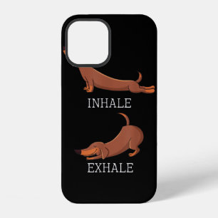 Funny Dachshund Weiner Dog Yoga Inhale Exhale Wien iPhone 12 Case