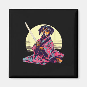 Funny Dachshund Wiener Dog Japanese Tattoo Ukiyoe Magnet