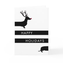 Funny Dachshund with antlers Happy Holidays