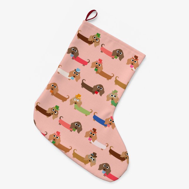 Funny Dachshunds Large Christmas Stocking (Front (Hanging))