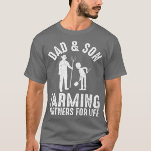 Funny Dad And Son Farming Partners For Life Farmer T-Shirt