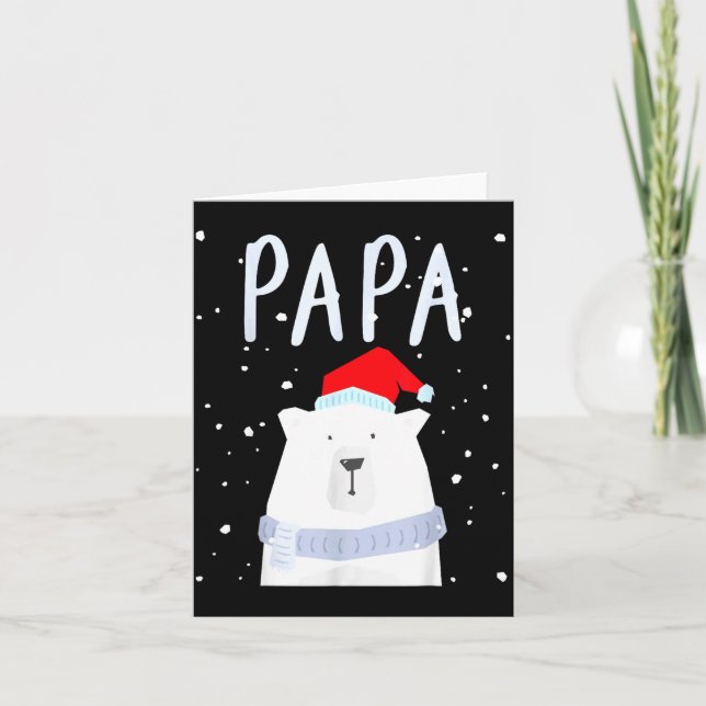 Funny Dad Bear Christmas Saint Hat Couples Family  Card (Front)