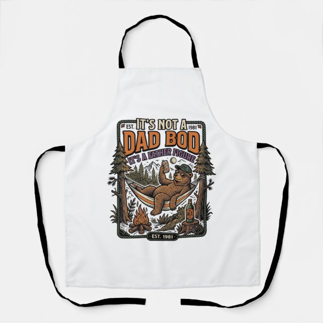 Funny Dad Bod Bear Camping Father Figure Shirt_1 Apron (Front)