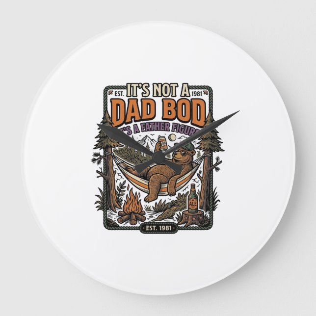 Funny Dad Bod Bear Camping Father Figure Shirt_1 Large Clock (Front)