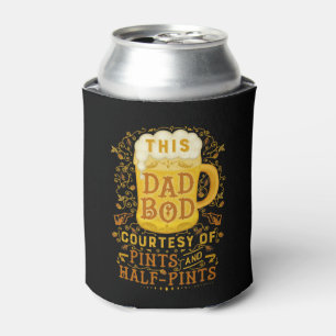 Funny Dad Bod Beer Pints Fathers Day Monogrammed Can Cooler