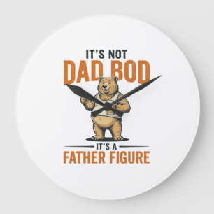 Funny Dad Bod Father Figure Bear Beer Shirt_1 Large Clock