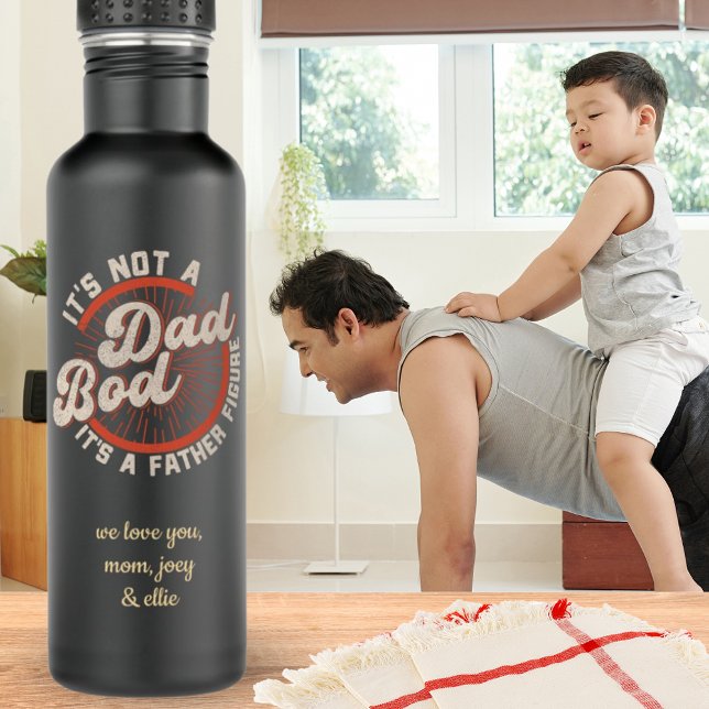 Funny Dad Bod Father Figure Gift 710 Ml Water Bottle (Fun Not A Dad Bod Father Figure Quote Gift Coffee Mug)