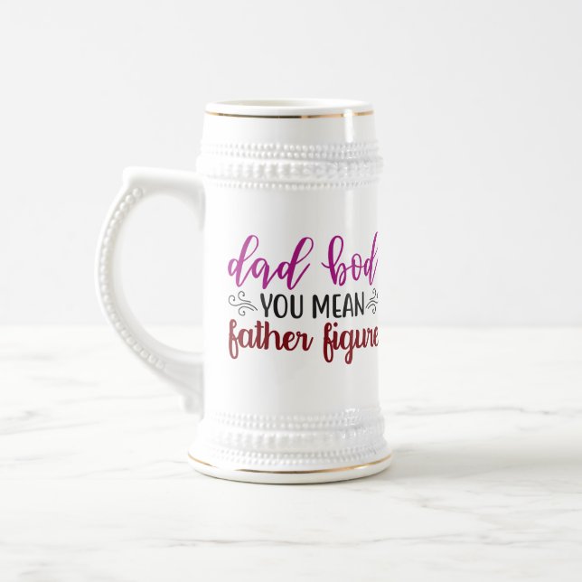 funny Dad bod Father figure word art Beer Stein (Left)