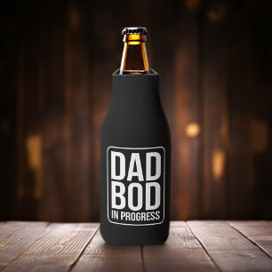 Funny Dad Bod in Progress Humour Fathers Day Black Bottle Cooler