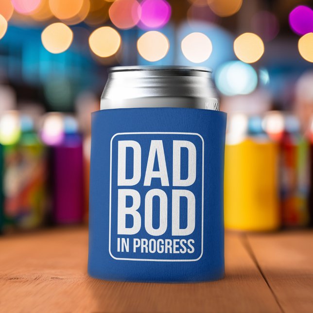 Funny Dad Bod in Progress Humour Fathers Day Can Cooler (Funny Can Cooler - Dad Bod in Progress - Father's Day Gift or a New Dad Favor)