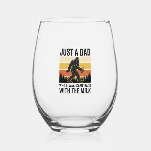 Funny Dad Came Back With the Milk Vintage Shirt_1 Stemless Wine Glass