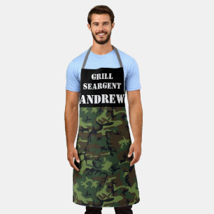 Funny Dad Camoflage Camo Grill Seargent Apron