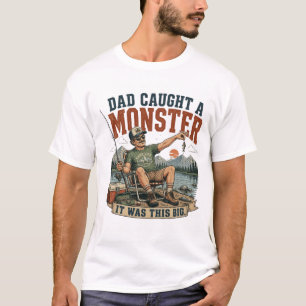 Funny Dad Caught A Monster Fishing T-Shirt