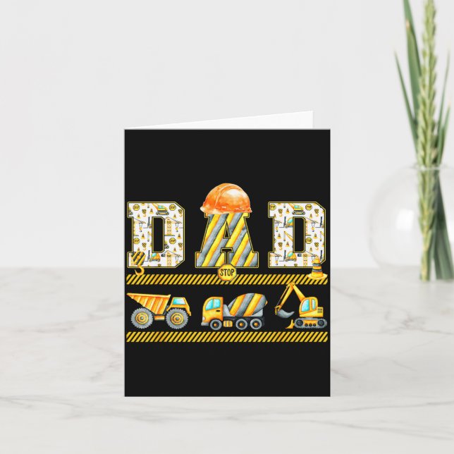 Funny Dad Construction Excavator Kids Matching Fam Card (Front)