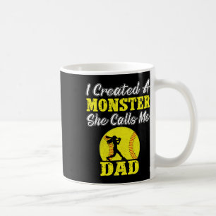 Funny Dad Daughter Coach Softll Created A Monster Coffee Mug
