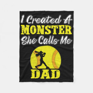 Funny Dad Daughter Coach Softll Created A Monster Fleece Blanket