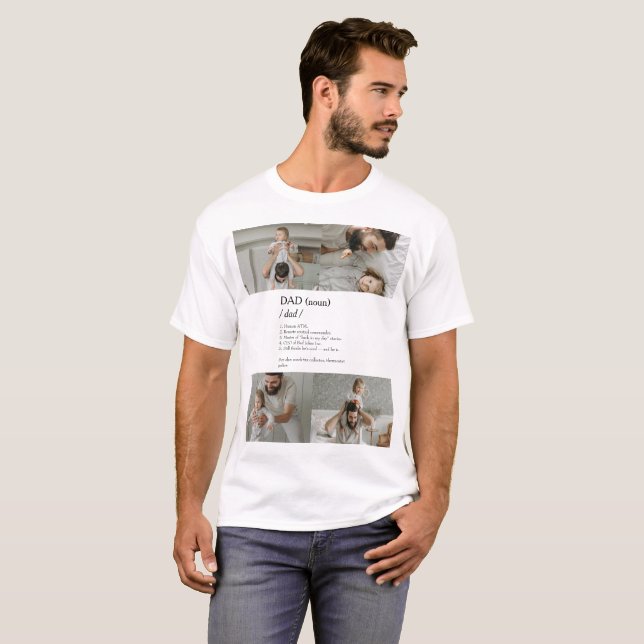Funny Dad Definitions Photo Collage T-Shirt (Front Full)