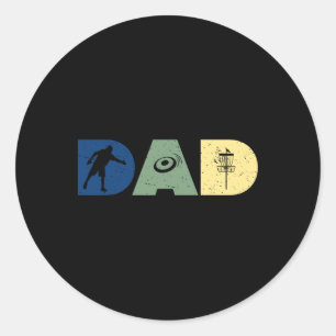 Funny Dad Disc Golf Player Sport Fathers Day Vinta Classic Round Sticker