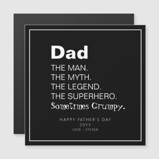 Funny Dad Fathers Day Saying Personalised Magnet (Front/Back)