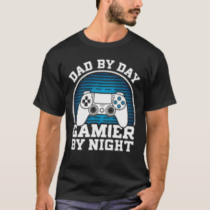 Funny Dad Gamer By Night Retro Style For Fathers T-Shirt