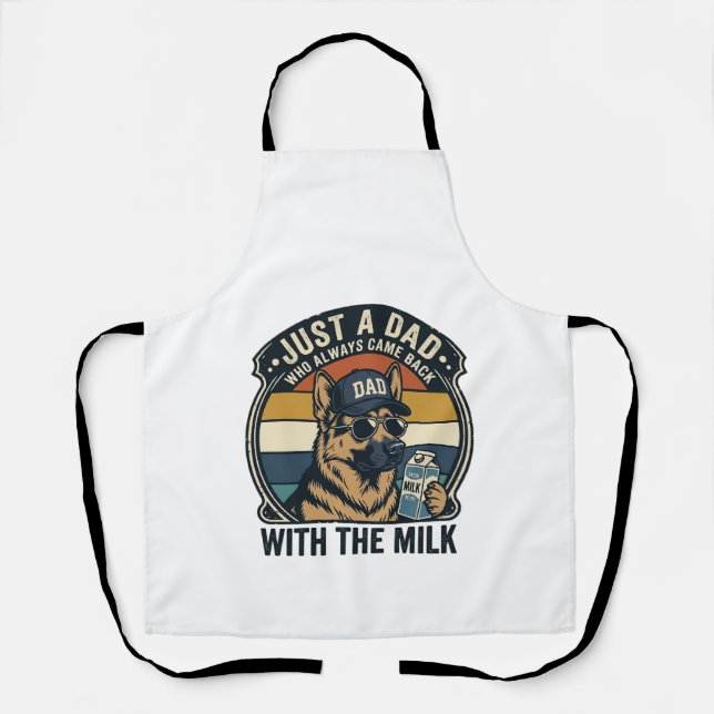 Funny Dad German Shepherd Milk Retro Shirt Design_ Apron (Front)