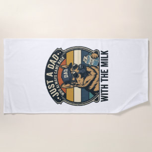 Funny Dad German Shepherd Milk Retro Shirt Design_ Beach Towel