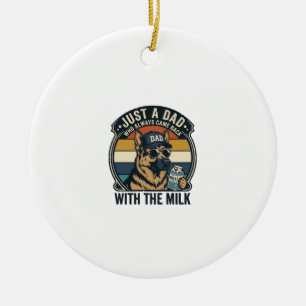 Funny Dad German Shepherd Milk Retro Shirt Design_ Ceramic Tree Decoration