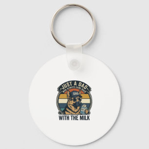 Funny Dad German Shepherd Milk Retro Shirt Design_ Key Ring