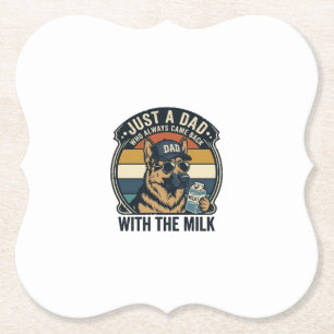 Funny Dad German Shepherd Milk Retro Shirt Design_ Paper Coaster